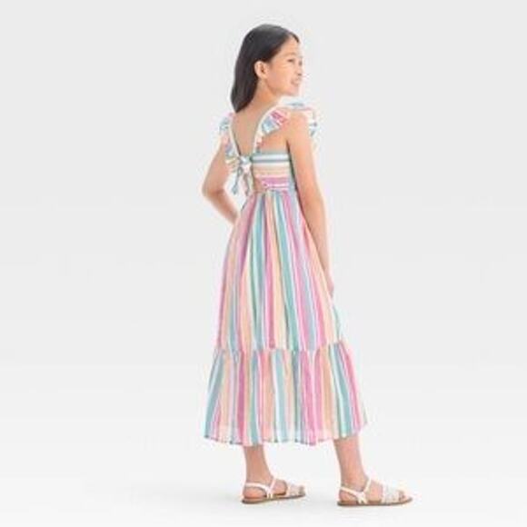 Cat & Jack NWT Girls' Sleeveless Striped Maxi Dress Size L (10/12) - Picture 3 of 7